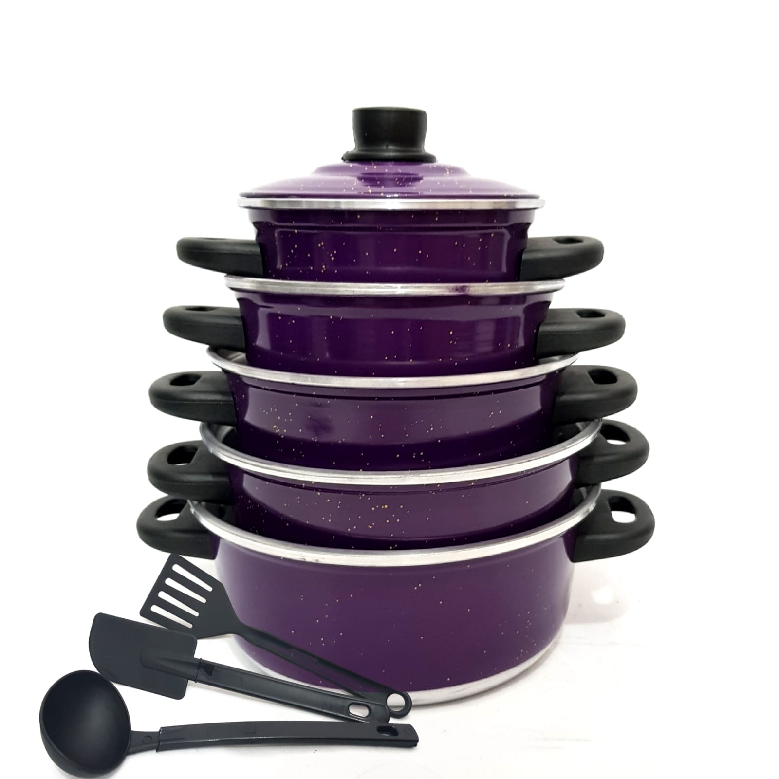 Jogo de Panela Roxo 5 pçs + 3 Espátula