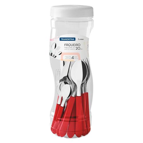 Jogo De Talheres Faqueiro 20 Peças Vermel...