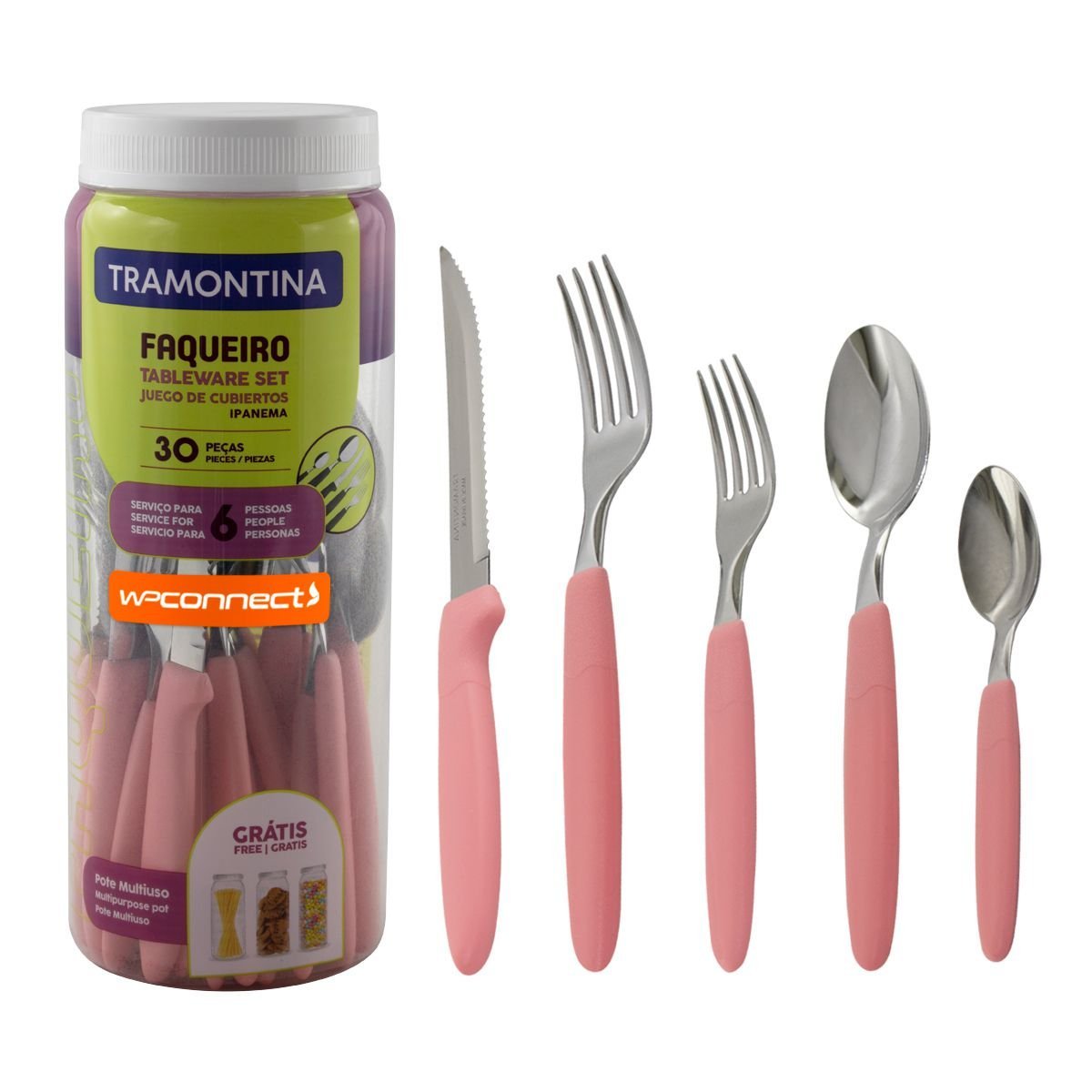 Jogo De Talheres Faqueiro 30 Peças Rosa I...
