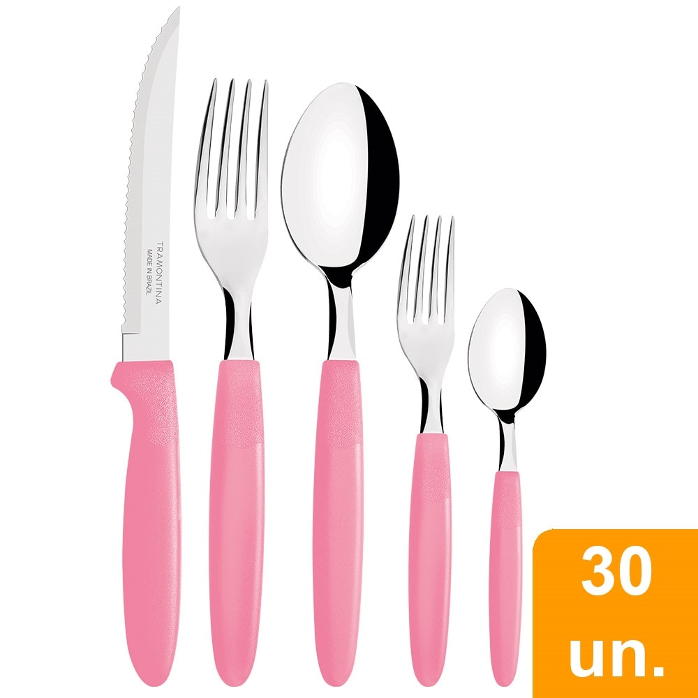 Jogo De Talheres Faqueiro 30 Peças Rosa I...