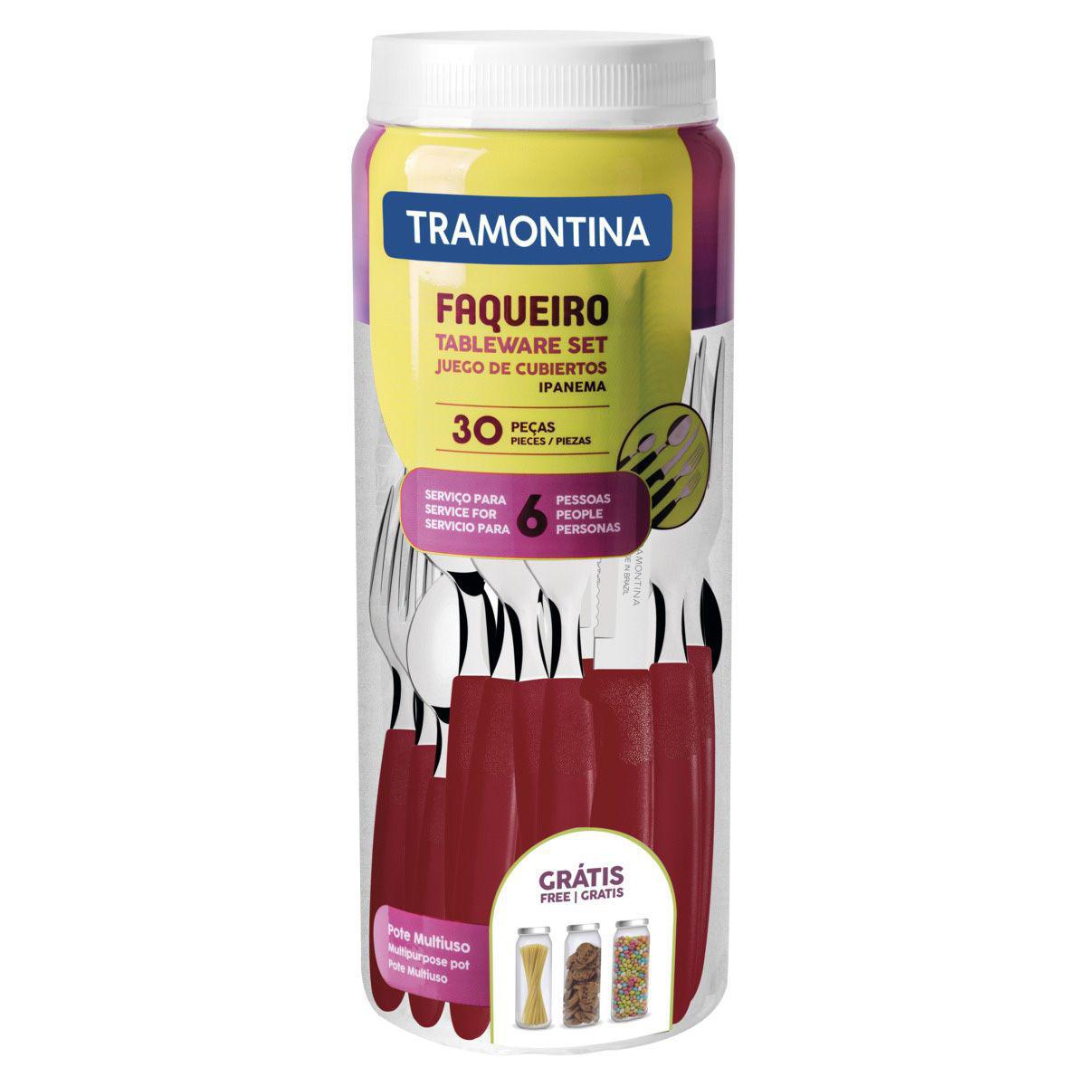 Jogo De Talheres Faqueiro 30 Peças Vermel...