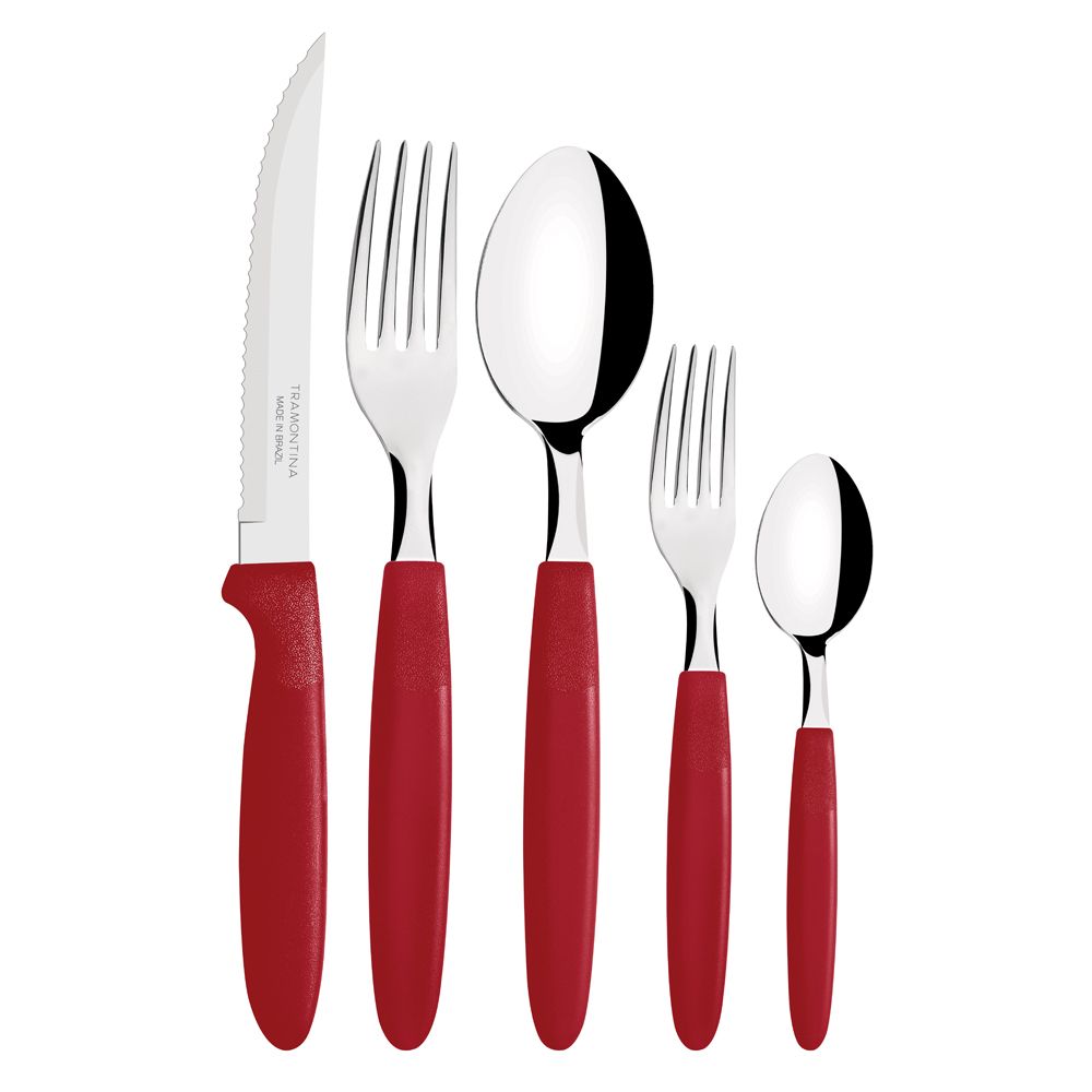 Jogo De Talheres Faqueiro 30 Peças Vermel...