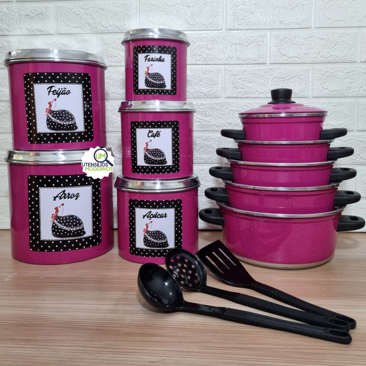 Jogo de Panela Rosa Pink 5 Pçs + Jogo de ...