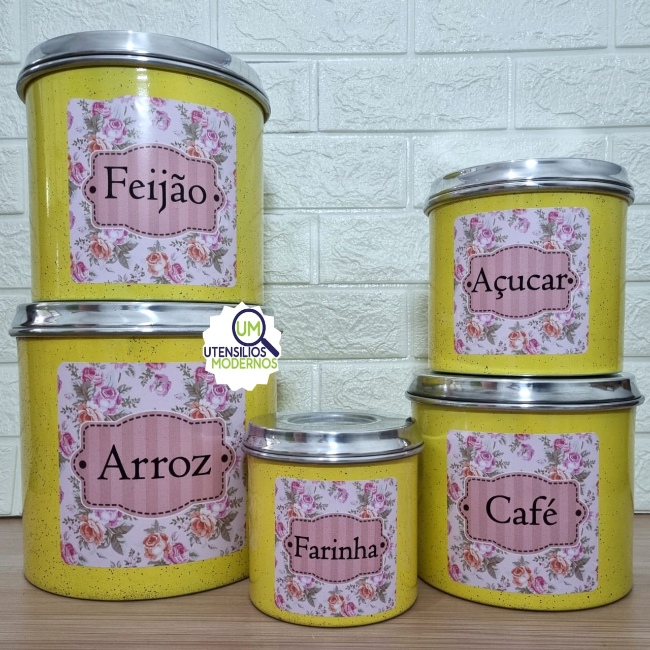 Jogo de Panela 5 Pçs Amarelo + jogo de Ma...