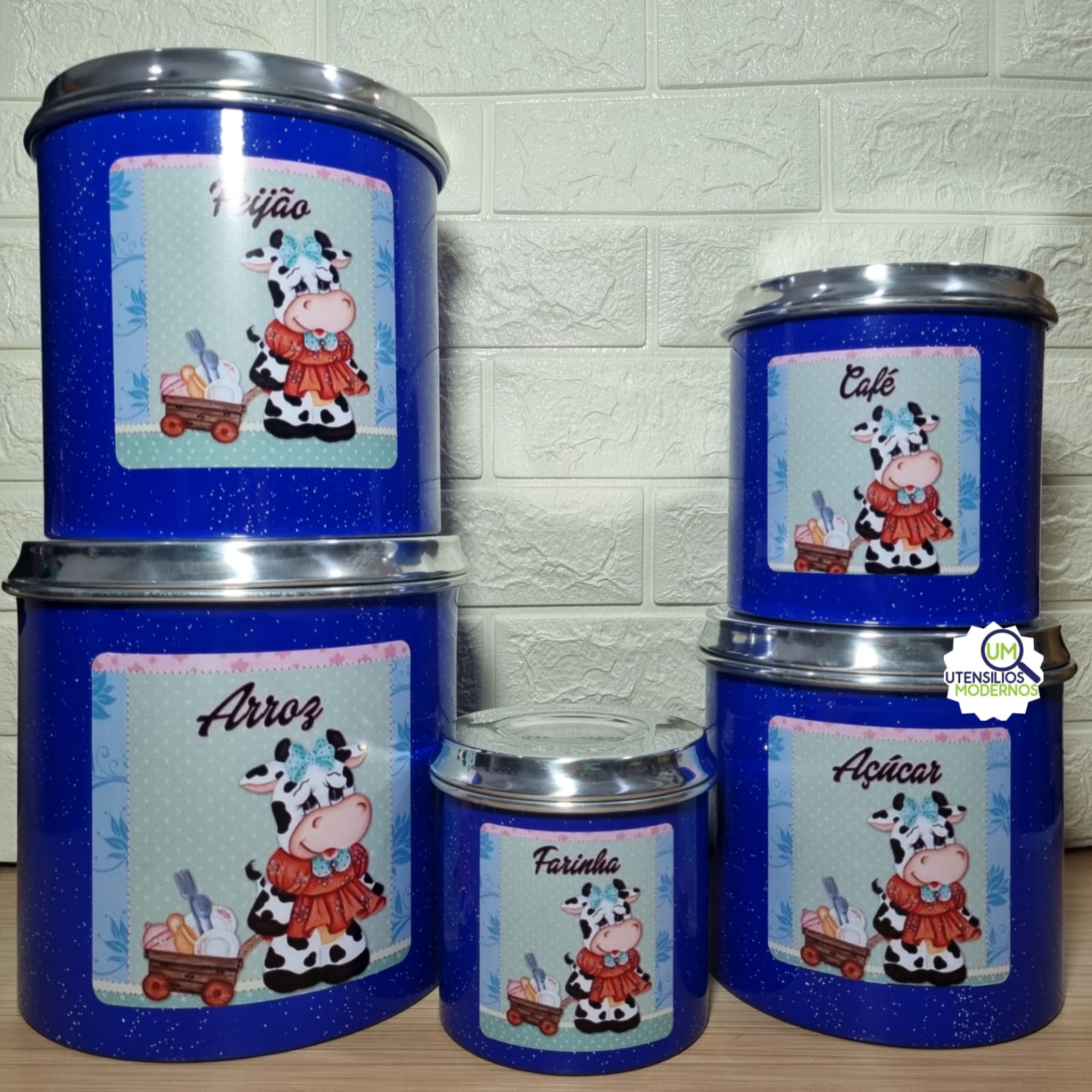 Jogo de Panela 5 Pçs Azul + Jogo de  Mant...