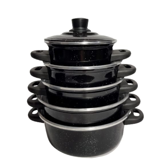 Jogo de Panela 5 Pçs Preto + Jogo de Mant...