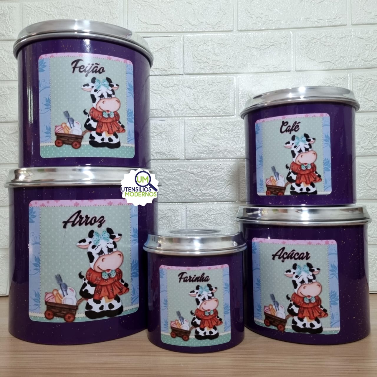 Jogo de Mantimentos Alumínio Roxo Vaquinh...