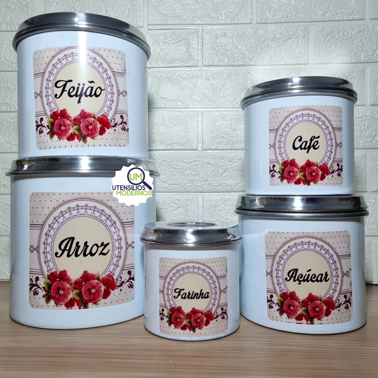 Jogo de Mantimentos 5 Peças Alumínio Bran...