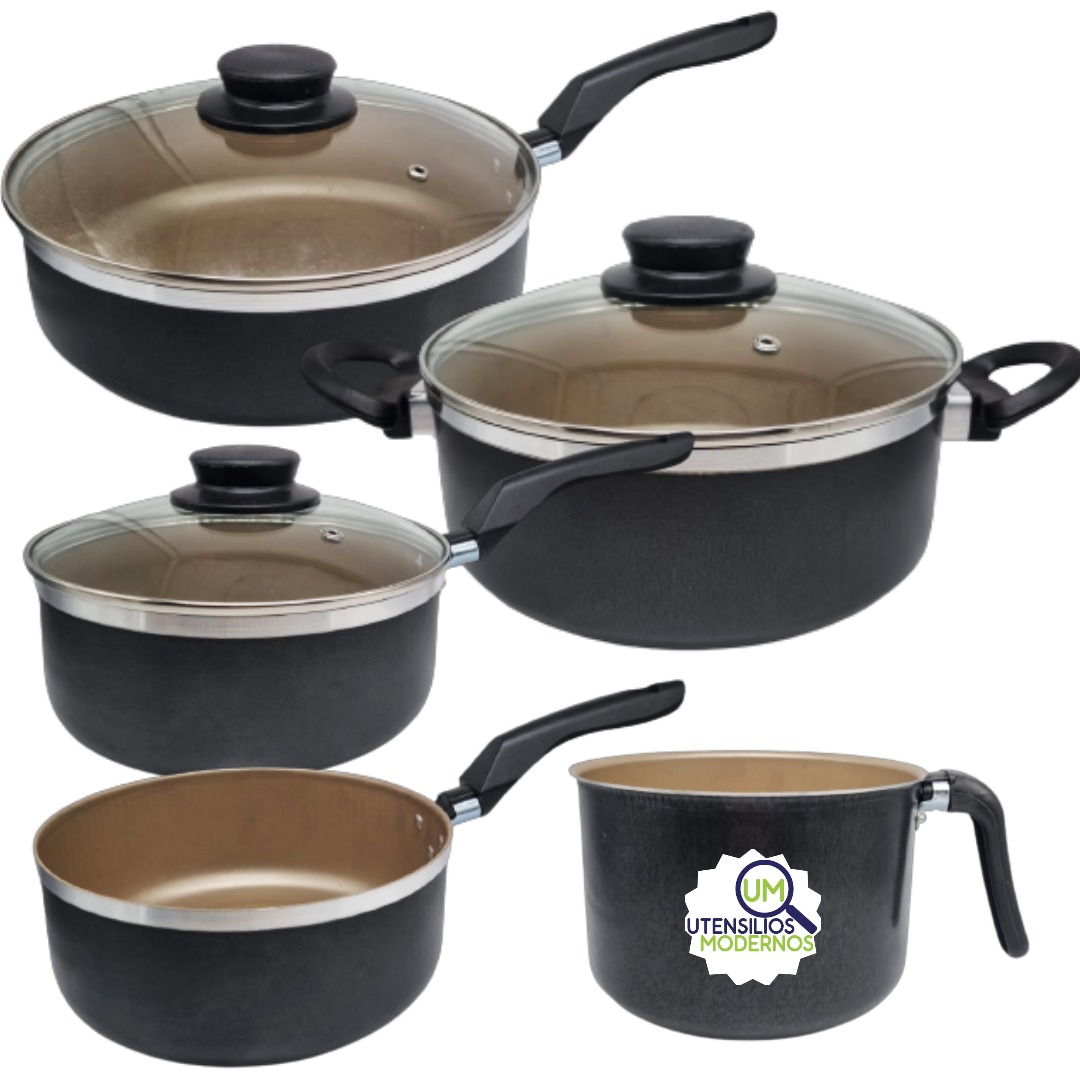 Jogo de Panela AMJ Antiaderente Preto 5 P...
