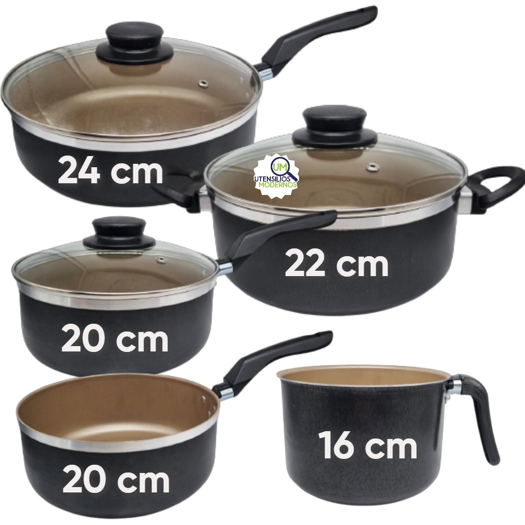 Jogo de Panela AMJ Antiaderente Preto 5 P...