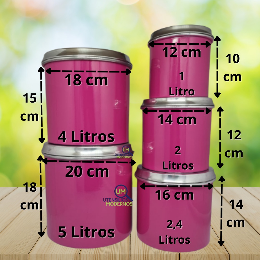 Jogo de Mantimentos Alumínio Rosa Pink Mi...