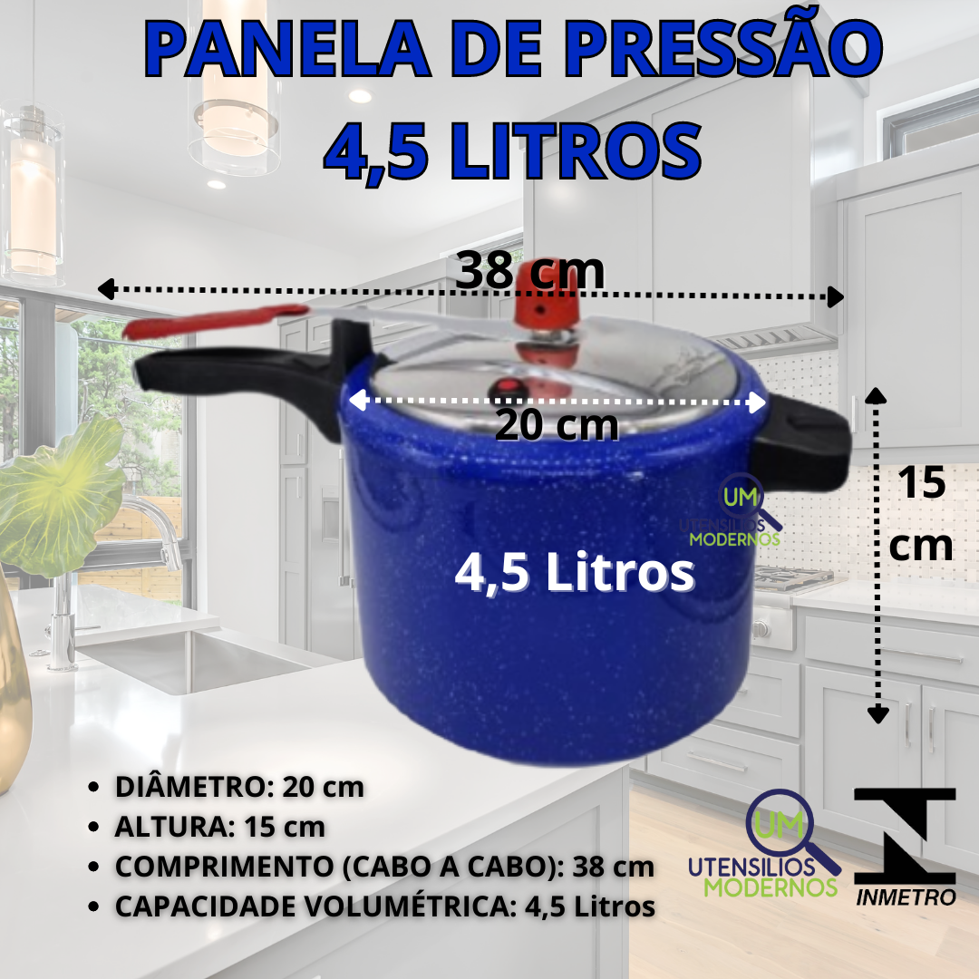 Panela de Pressão Azul 4,5 L Aluminio Ale...