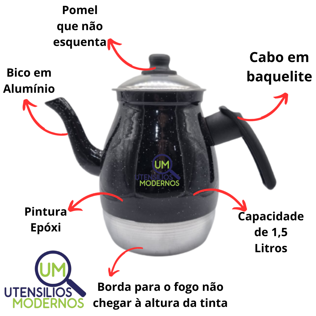 Bule de Café em Alumínio Preto Liso n°8 1...