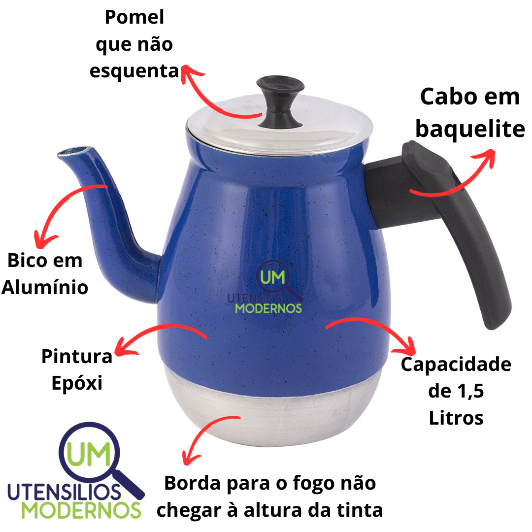Bule de Café em Alumínio N°8 1,5 L Azul A...