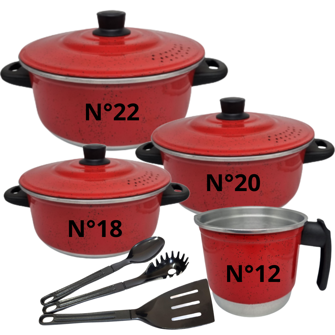 Jogo De Panelas de Alumínio Vermelho 18 a...