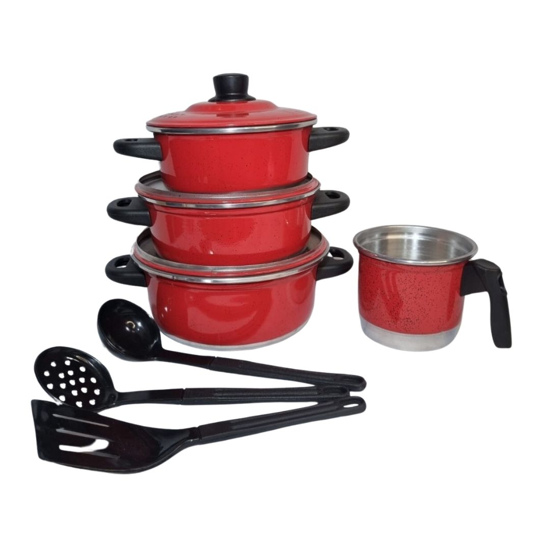 Jogo De Panelas de Alumínio Vermelho 18 a...