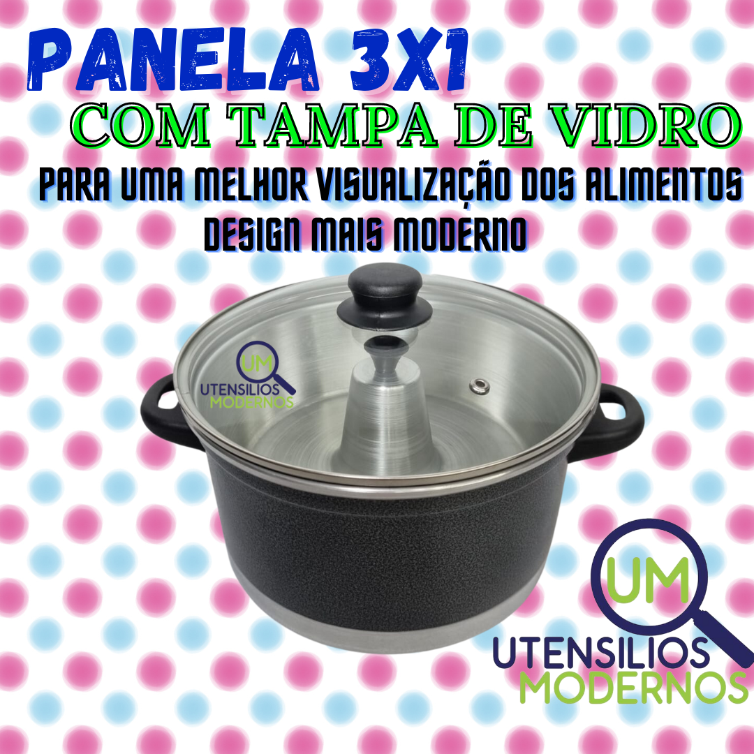 Panela Multiuso 3 em 1 Craqueado Alumínio...