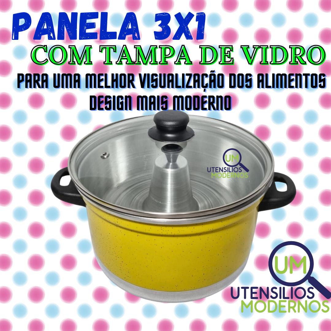 Panela Multiuso 3 em 1 Amarelo Alumínio c...