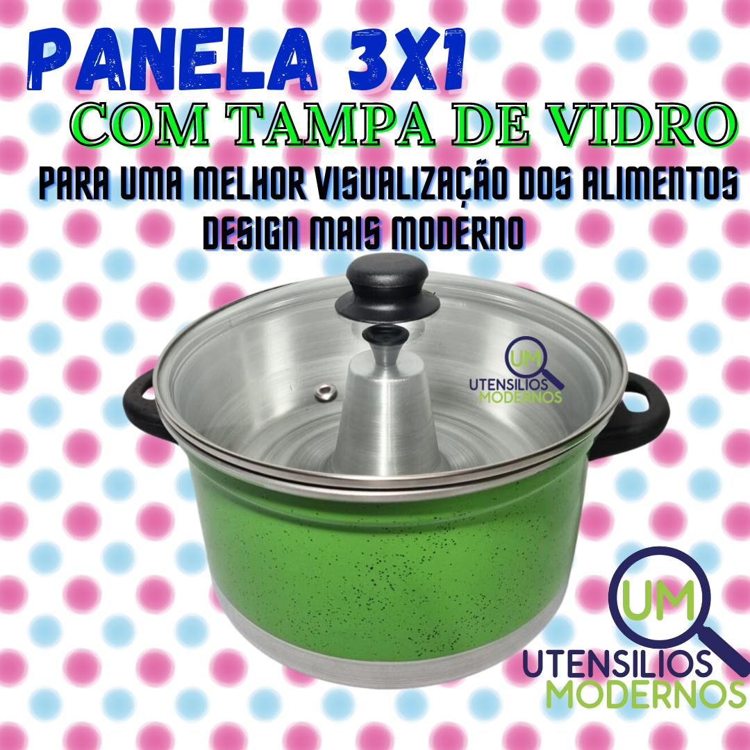 Panela Multiuso 3 em 1 Verde Alumínio com...