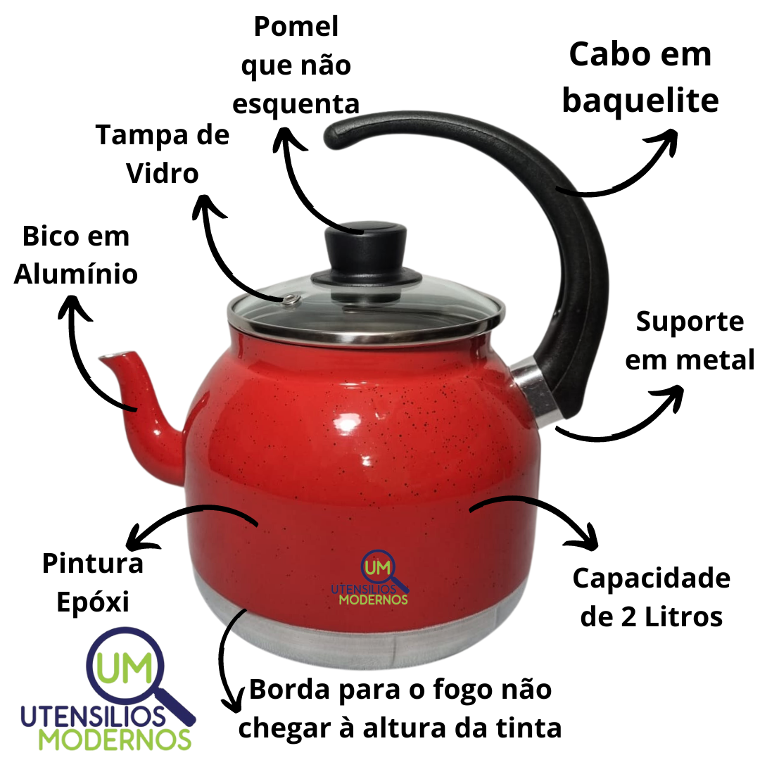 Chaleira de Café Alumínio Vermelho  N°18 ...