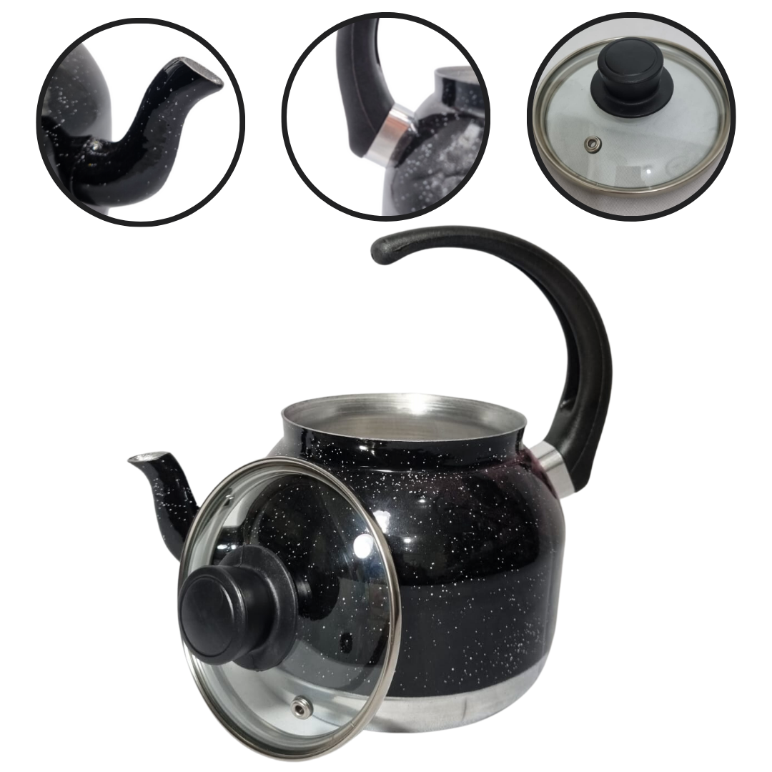 Chaleira de Café Alumínio Preto Liso  N°1...