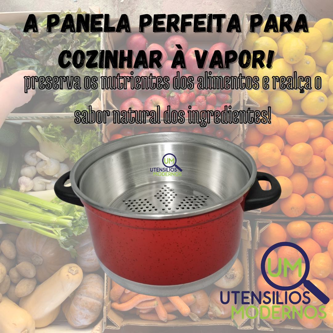 Panela multiuso 3 em 1 de Alumínio Vermelho