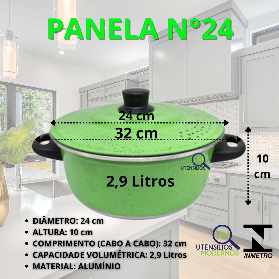 Jogo de Panelas Aluminio Verde 5 pçs + f... Jogo de Panelas Aluminio Verde 5 pçs + f...