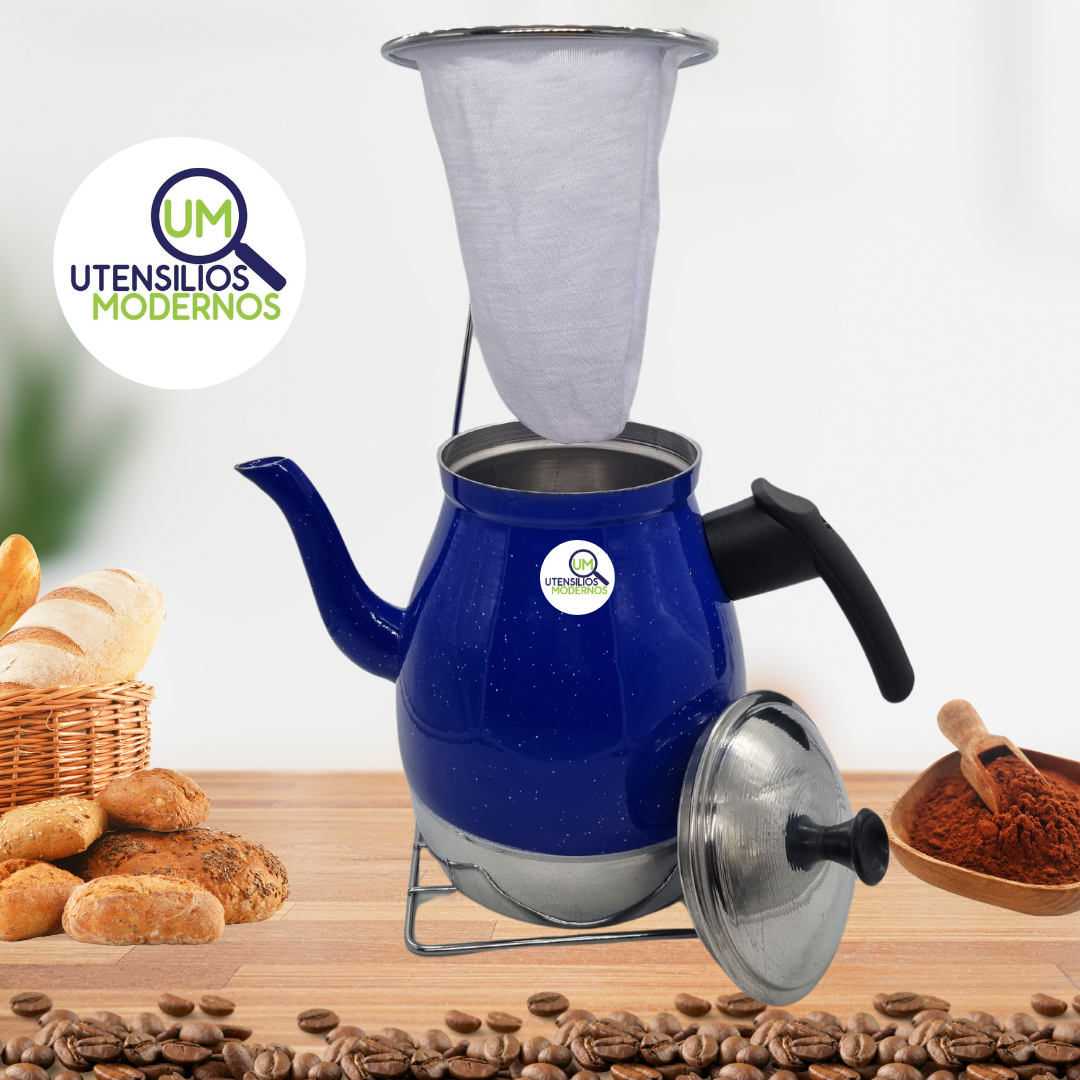 Bule de Café em Alumínio N°8 Azul 1,5 L +...
