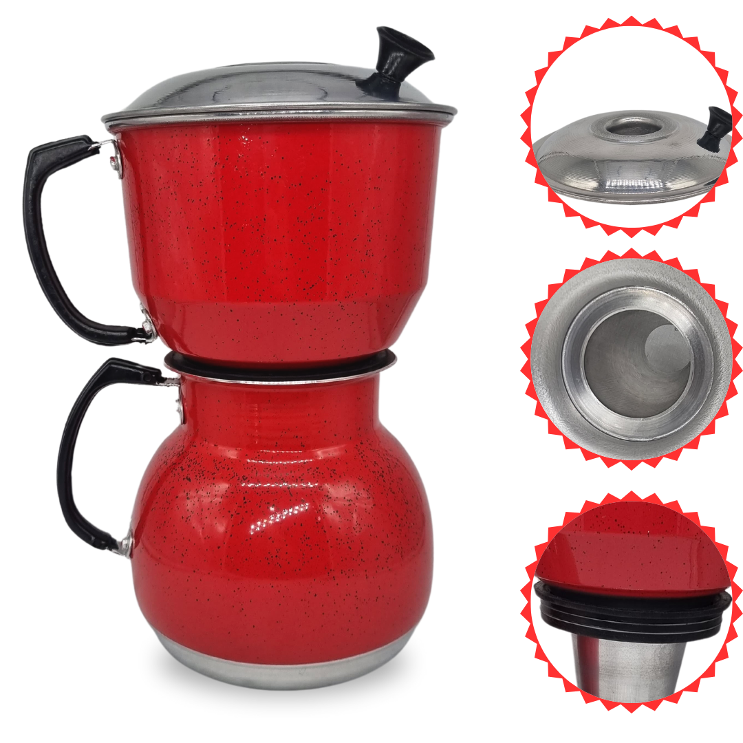 Cafeteira Italiana de Alumínio Vermelho 1 L