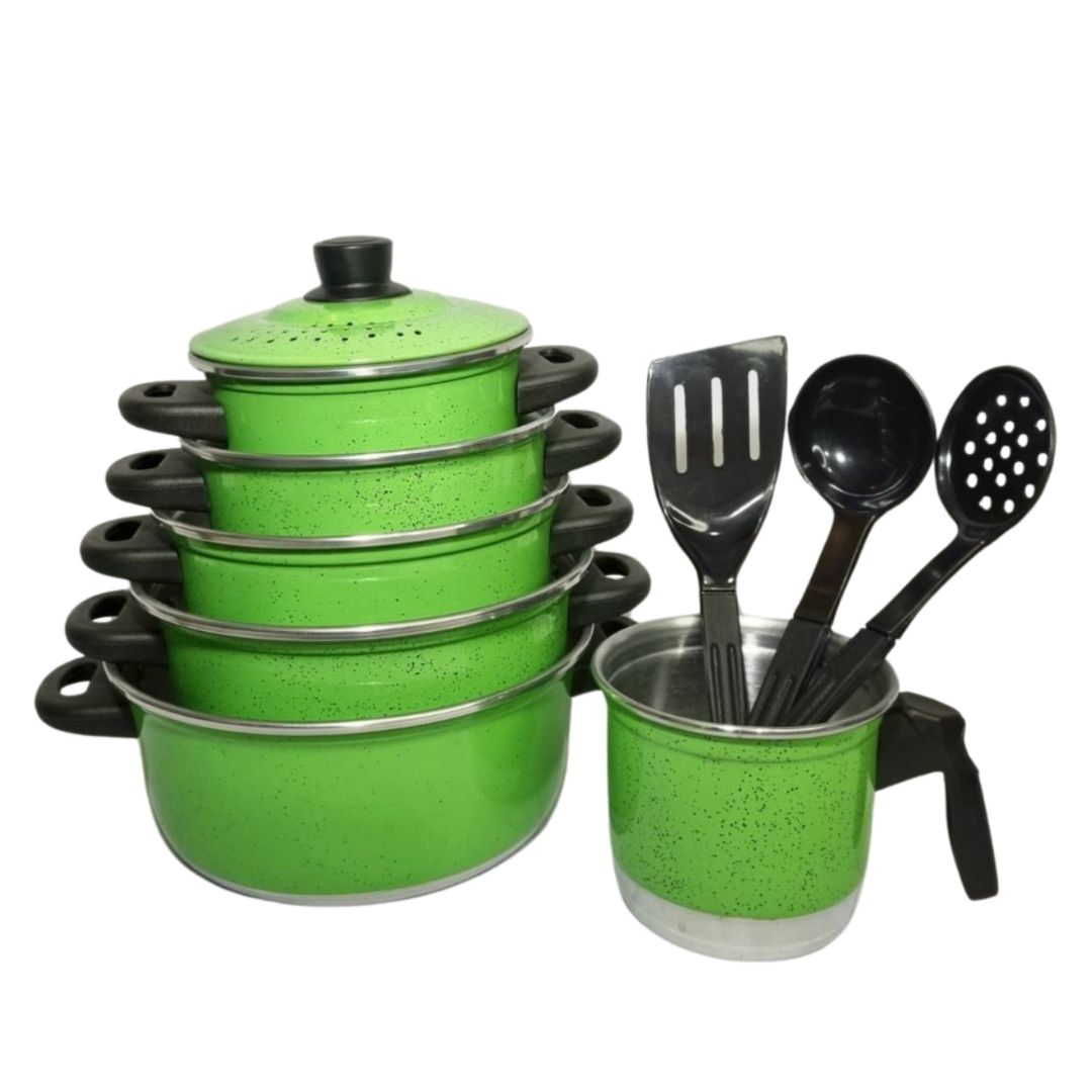 Jogo de Panelas Aluminio Verde 5 pçs + f... Jogo de Panelas Aluminio Verde 5 pçs + f...