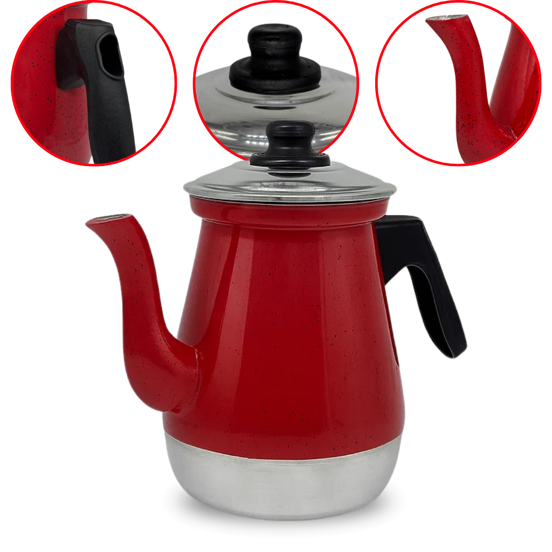 Bule de Café em Alumínio N°6 Vermelho 1,2...